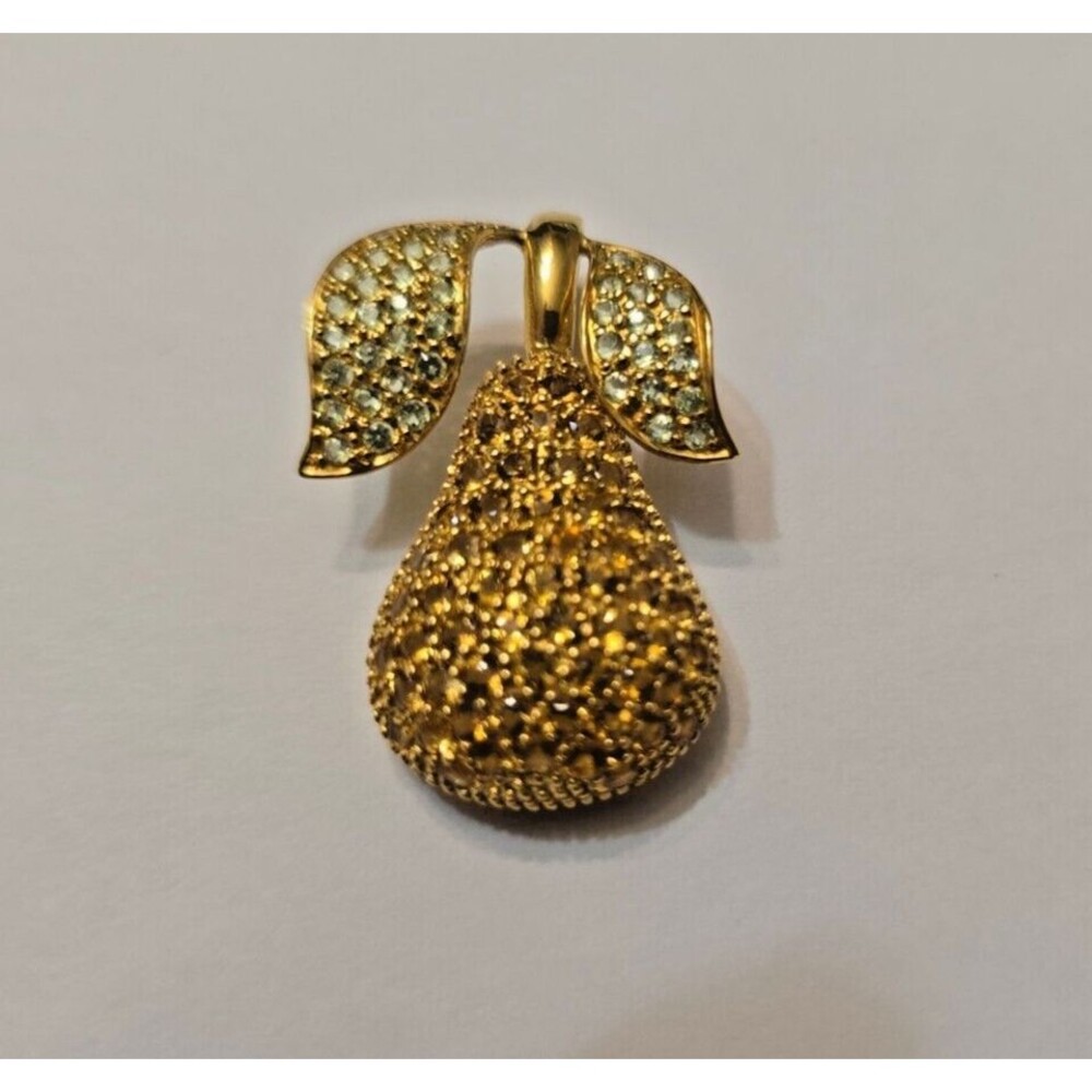Gold over Sterling Silver 925 Pear Fruit Cubic Zirconia CZ Pendant